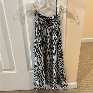 Nicole Miller Zebra Print Blouse with Gold Accents